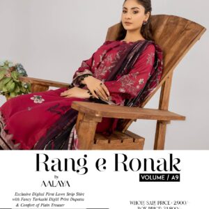 Rang e Ronaq Unstitch 3piece Dress