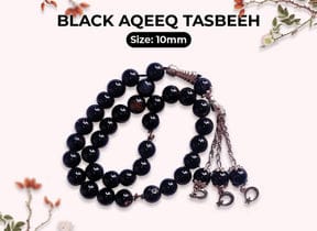33 Beads Black Aqeeq 10mm Tasbeeh with chain
