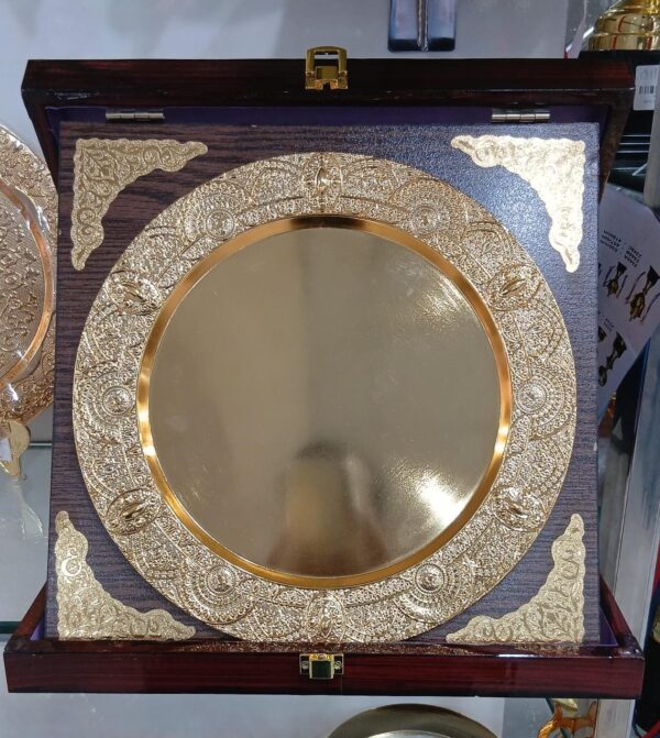 Metal Plated Wooden Award Shield With Box
