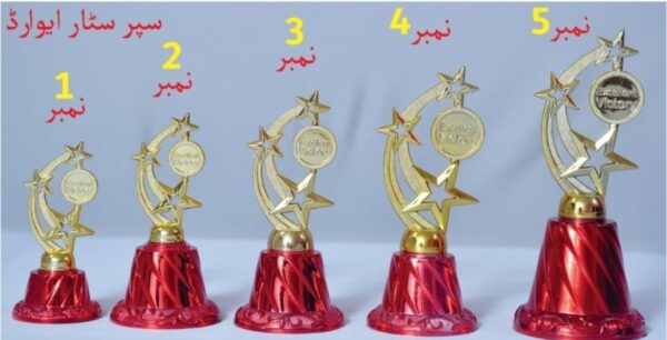Red & Golden Star Plastic Trophy Set