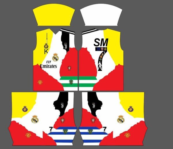 Sports T-shirt Yellow Red , White Color Print