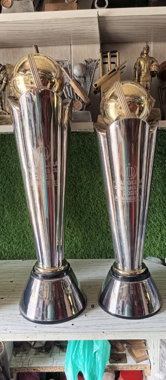 Brass Cricket Tournament Trophies with Ball